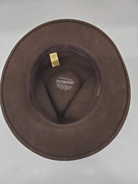 Men VTG  PENDLETON  Wool Brown FEDORA Felt Hat Size-L image number 3