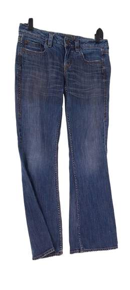 Womens Blue Denim Medium Wash 5 Pocket Design Stretch Bootcut Jeans Size 28/33