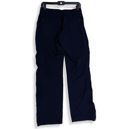Women Navy Blue Elastic Waist Zipper Pocket Drawstring Ankle Pants Size 6 alternative image