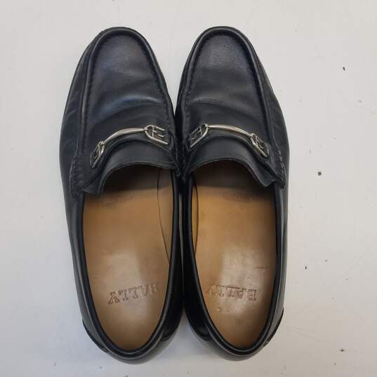 BALLY Italy Black Leather Buckle Loafers Shoes Men's Size 8 D image number 7