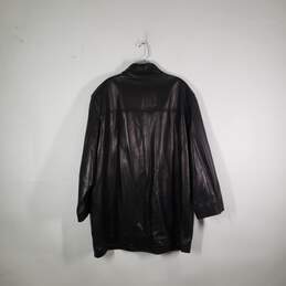 Mens Leather Long Sleeve Button Front Motorcycle Jacket Size XL alternative image