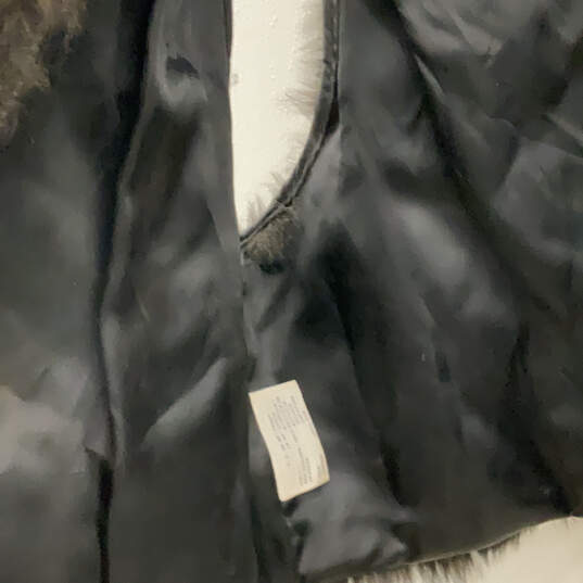 Womens Dark Brown Sleeveless Opossum Fur Collared Zip Up Vest Size XL image number 5