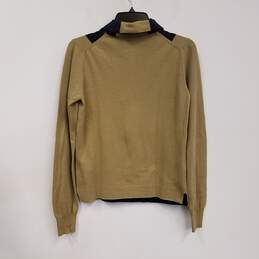 Womens Olive Black Cotton Long Sleeve Quarter Zip Pullover Sweater Size 44 alternative image