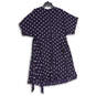 Womens Blue White Polka Dot Surplice Neck Tie Waist Wrap Dress Size 16 image number 2