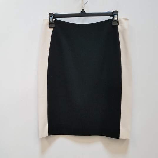 Womens Black Ivory Flat Front Side Zip Straight & Pencil Skirt Size 6 image number 1
