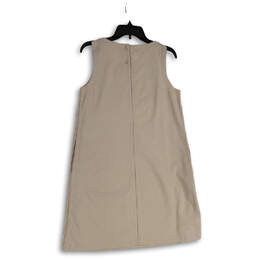 Womens Brown White Check Round Neck Sleeveless Shift Dress Size M Petite alternative image