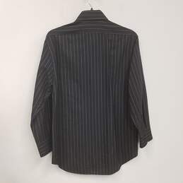 Mens Black Cotton Pinstriped Long Sleeve Collared Button Up Shirt Size S alternative image