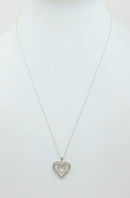 10K White Gold Diamond Accent Double Heart Pendant Necklace 1.9g alternative image
