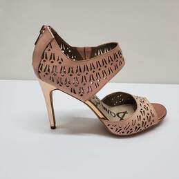 Sam Edelman Sz 8 Alva Heeled Sandal Pink Rose GolD Leather Laser Cut Out alternative image
