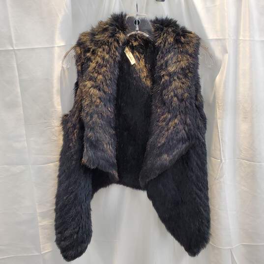 La Fiorentina Black Rabbit Fur Vest Jacket No Size image number 1