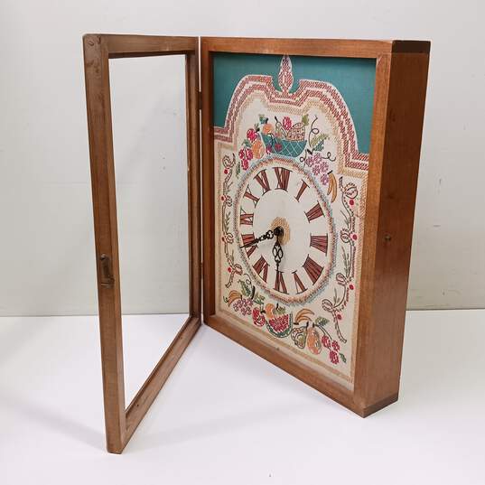 Vintage Hand crafted Cross Stitched Clock Cabinet image number 3
