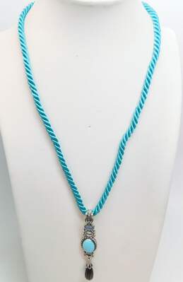 Carolyn Pollack 925 Moonstone, Turquoise & Smoky Quartz Pendant Necklace 18.1g