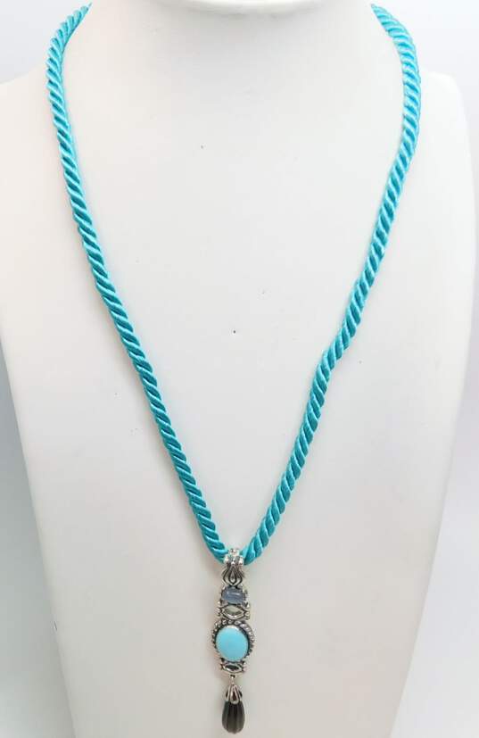 Carolyn Pollack 925 Moonstone, Turquoise & Smoky Quartz Pendant Necklace 18.1g image number 1