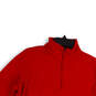 Womens Red Long Sleeve Mock Neck Quarter Zip Pullover Jacket Size L/P image number 3