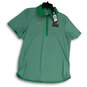 NWT Womens Gray Green Striped Short Sleeve Button Front Polo Shirt Sz Large image number 2