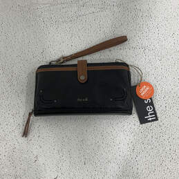 NWT Womens Black Brown Leather Inner Zipper Pocket Wristlet Wallet