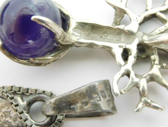 Artisan 925 Sterling Silver Crucifix & Amethyst Ball Tree Pendant Necklaces 26.3g image number 6