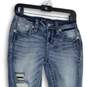 Womens Blue Denim Embroidered Medium Wash 5-Pocket Design Skinny Jeans Size 26 image number 3