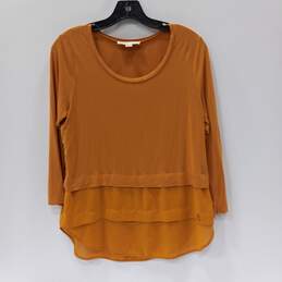 Michael  Kors Women's Orange Layered Blouse Size M