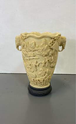 Vintage Asian Hand Carved Resin Vase