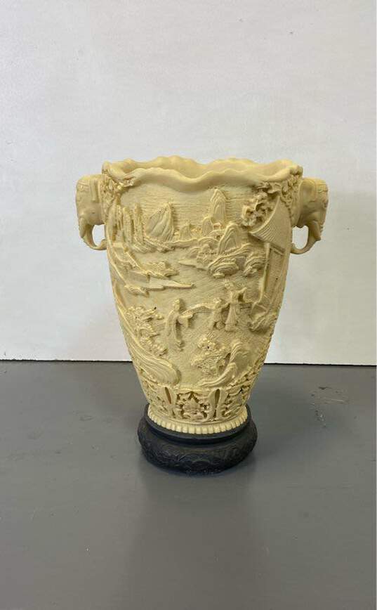 Vintage Asian Hand Carved Resin Vase image number 1