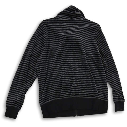 Womens Black Gray Striped Long Sleeve Cowl Neck Full-Zip Sweater Size 1X image number 2
