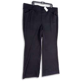 NWT Womens Black Elastic Waist Pull-On Pockets Bootcut Leg Ankle Pants Sz 4