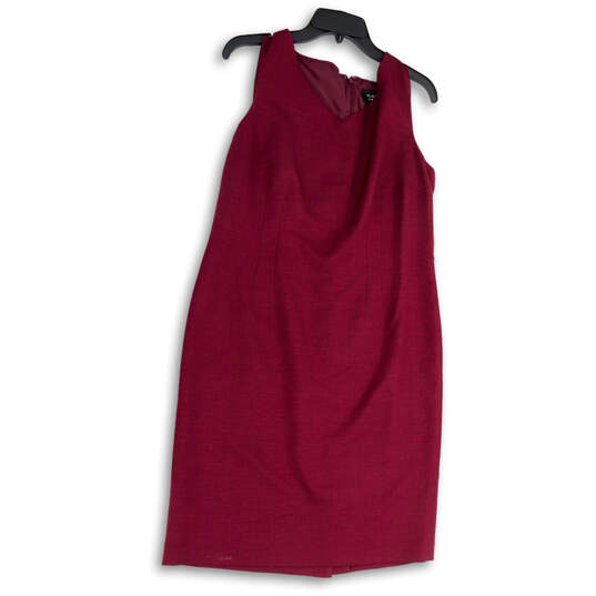 NWT Womens Red Sleeveless V-Neck Back Zip Casual Sheath Dress Size 12 image number 1