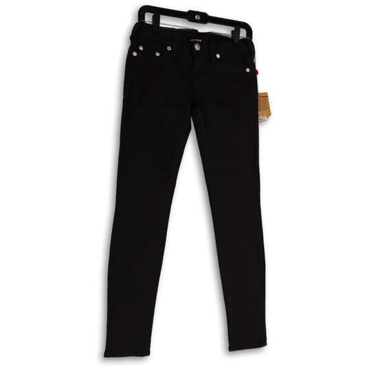 NWT Womens Gray Denim Dark Wash Stretch Pockets Skinny Leg Jeans Size 26 image number 1