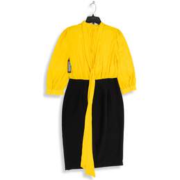NWT New York & Company Womens Yellow Black Balloon Sleeve Sheath Dress Size 10 alternative image