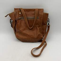 Mysa Womens Brown Leather Detachable Strap Outer Zip Pocket Crossbody Bag Purse alternative image