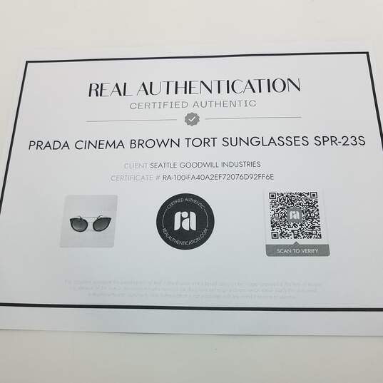AUTHENTICATED Prada Cinema Brown Tort Sunglasses SPR-23S image number 5