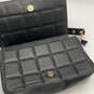 Womens Black Leather Quilted Adjustable Strap Pocket Magnetic Crossbody Bag image number 7