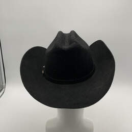 Mens Black Wide Brim Hat Band Creases Western Cowboy Hat Size 7