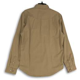 NWT Express Mens Tan Khaki Long Sleeve Collared Button-Up Shirt Size Medium alternative image