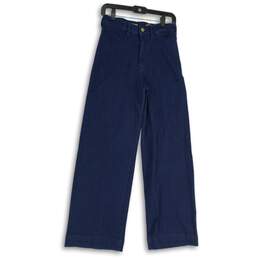 NWT Pilcro Womens Blue Denim Dark Wash Skipper High-Rise Wide-Leg Jeans Size 27