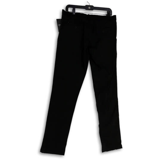 NWT Mens Black Flat Front Slash Pockets Straight Leg Dress Pants Size 32/32 image number 2