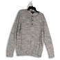 Mens Gray Heather Long Sleeve Henley Neck Pullover Sweater Size Large image number 1