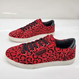 Dolce & Gabbana Men's Pony Fur Red Leopard Print Sneakers Size 9 w/COA