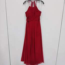 Womens Red Sleeveless Halter Neck Spaghetti Strap Maxi Dress Size A8