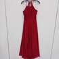 Womens Red Sleeveless Halter Neck Spaghetti Strap Maxi Dress Size A8 image number 1