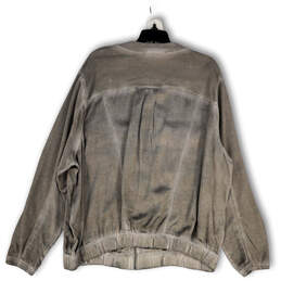 Womens Gray Long Sleeve Front Pockets Regular Fit Full-Zip Jacket Size 3X alternative image
