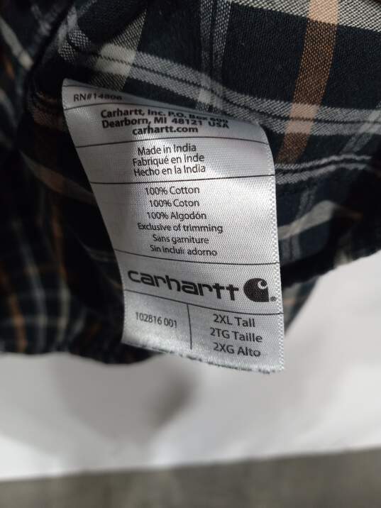 Men’s Carhartt Relaxed Fit Plaid Long-Sleeve Button-Up Work Shirt Sz 2XL image number 4