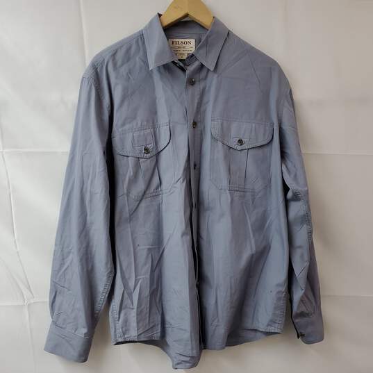 Filson Blue Cotton LS Button Up Shirt Men's MD image number 1