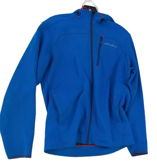 Mens Blue Long Sleeve Collared Fleece Lined Hooded Full Zip Jacket Size Small image number 3