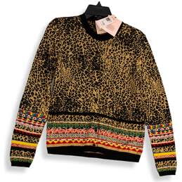 NWT Aldo Martins Womens Brown Black Animal Print Knitted Cardigan Sweater Size 6