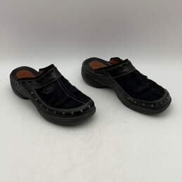 Romika Womens Black Leather Wedge Heel Slip-On Clogs Shoes Size EU 38