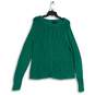 Lands' End Womens Green Cable Knit Round Neck Long Sleeve Pullover Sweater Sz L image number 1