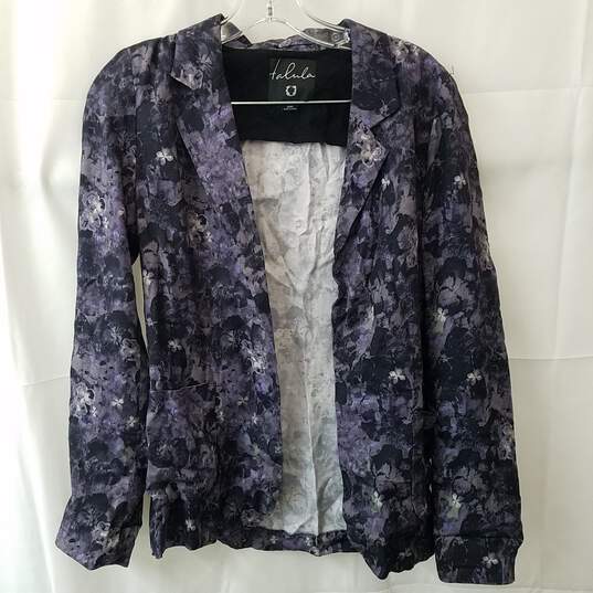 Aritzia Talula Women's Purple Black Floral Print Open Front Blazer Size 0 image number 1