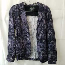 Aritzia Talula Women's Purple Black Floral Print Open Front Blazer Size 0